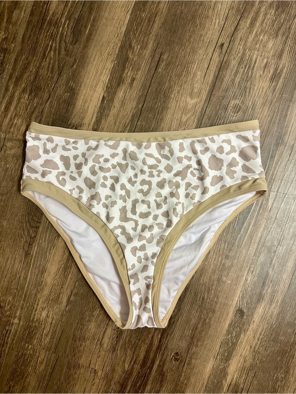 Pink Lily White and Cream Leopard High Waisted Bikini Bottoms